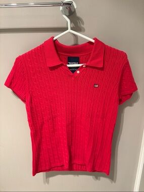 Polo by Ralph Lauren Red Cable Knit Short Sleeve Polo